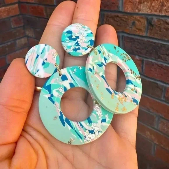 Gaze Marble Light Blue Earrings - Picture 5 of 5